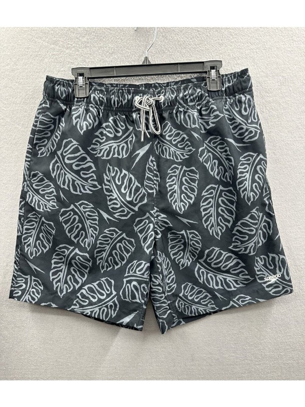 Speedo Swim Trunks Mens XL Black Tropical Leaf Board Shorts Quick Dry Mesh Lined
